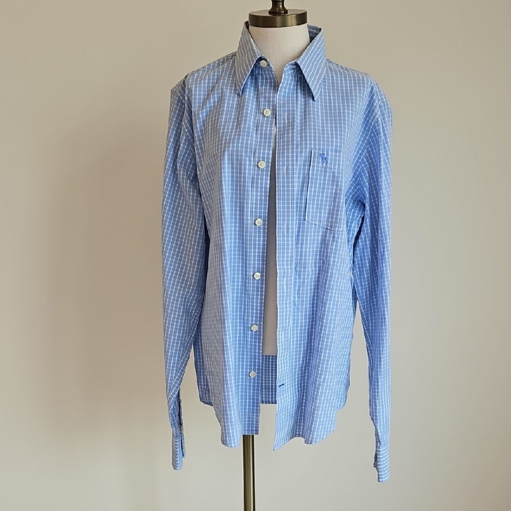 Abercrombie & Fitch Blue Checkered Men's Button Up Dress Shirt